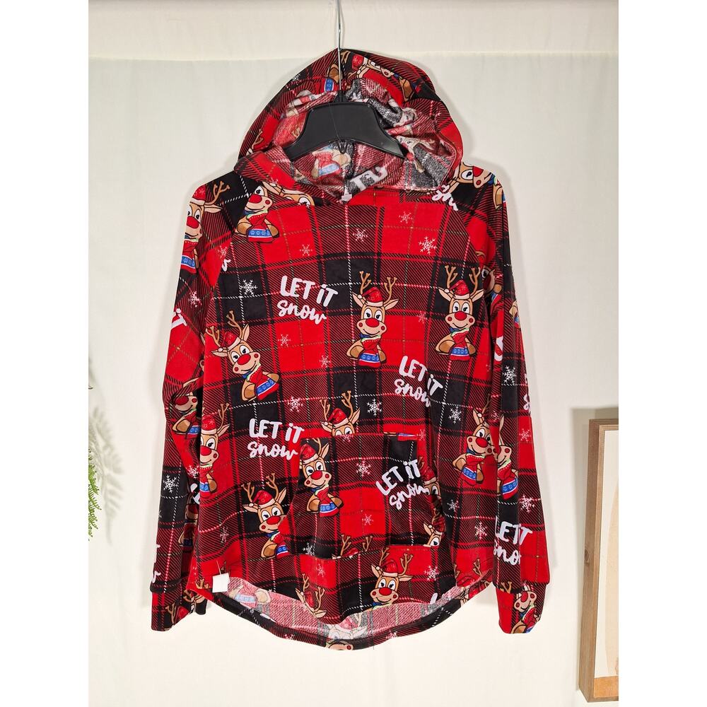 No Boundaries Women's Rudolf Christmas Hoodie with Pockets XL